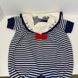 Miel Baby Sailor’s Outfit Navy and White Size 6 months Made in Portugal NWT